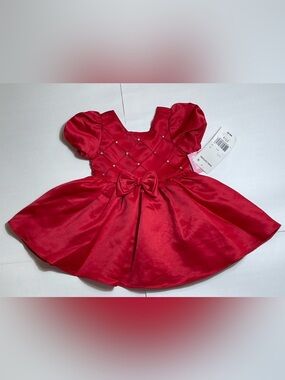 Rare Editions Toddler Girl Red Satin Dress Size 2T NWT